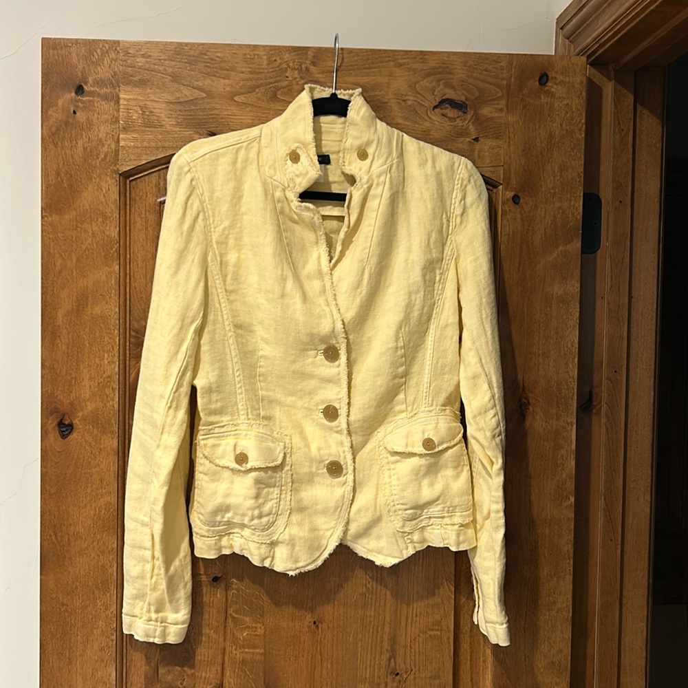 J. Crew Linen Distressed Yellow Blazer